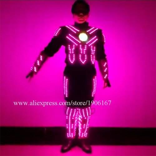 Colorful Led Luminous Robot Dance Suit Illuminated Growing Light Up Ballroom Halloween Costume Grand Event Party Led Clothes
