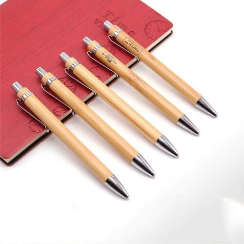 1pcs Simple Wooden Ballpoint Pen Environmental Protection Fashion Large Capacity Bamboo Signature Pen Office Student Stationery