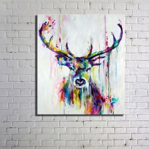 1 Pcs Modern Aminal elk Paintings Prints on Canvas Creative Deers Wall art for Living Room Decor HX-027