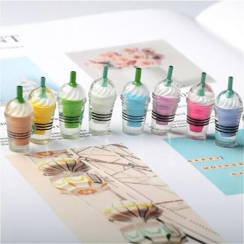 10Pcs Artificial Straw Coffee Cup Planar Resin Color DIY Craft Supplies Resin Art Decor Basteln Earring Accessories Material