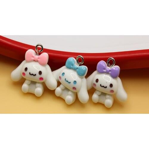 10pcs/lot Cartoon Bow Dog Resin Cabcohon Flatbacks Scrapbooking Kawaii Cabochons DIY Hair Bow Pendant Jewelry Accessories