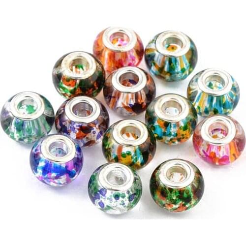 10Pcs Mixed Color Glass Loose Beads 5mm Big Hole Round Murano Beads Fit Pandora Bracelet Chain Spacer Bead Jewelry Women Gift