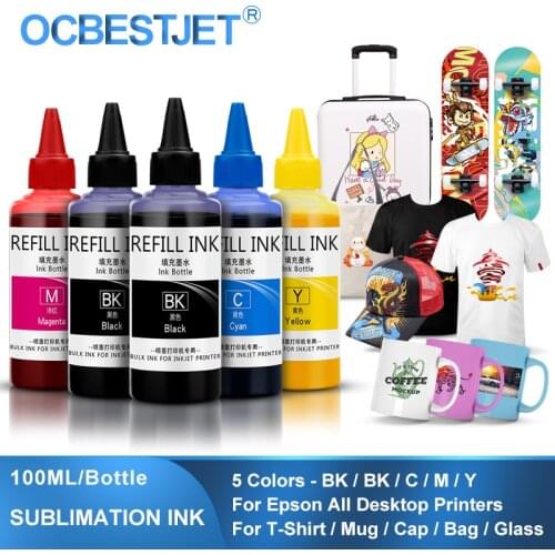 5x100ml Universal Sublimation Ink For Epson Inkjet Printer Heat Transfer Ink Heat Press Sublimation Ink Used For Mug Cup/T-Shirt