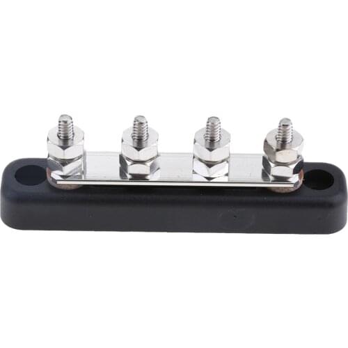 4 Way Power Distribution Bus Bar - 4x6mm Studs - 100A Rated - Auto & Marine