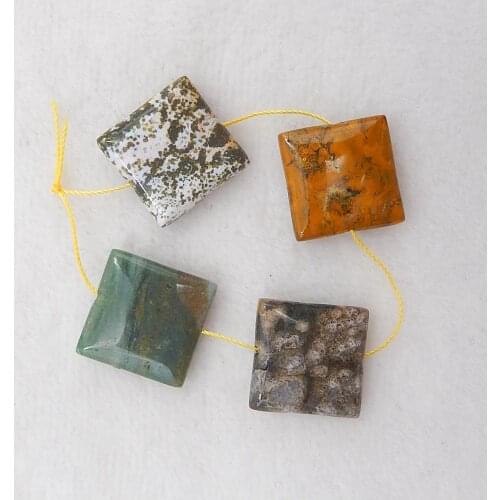 4pcs Semi-precious stones,Jewelry Accessories Natural Gemstone Ocean Jasper fashion woman Earring Pendant Beads 20x20x6mm,18.8g