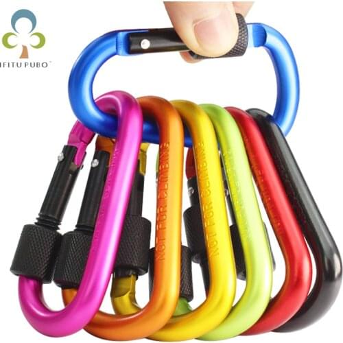 5Pcs Carabiner Climbing 8cm locking type D Quickdraw Carabiner Camping Equipment Aluminum Backpack Outdoor Kit GYH