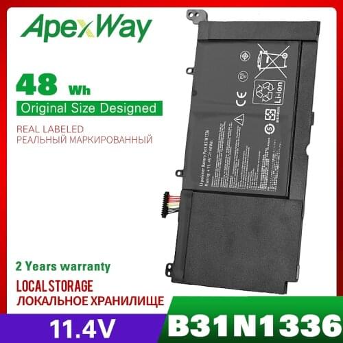 ApexWay 11.4V Laptop battery B31N1336 C31-S551 For ASUS VivoBook S551 S551LB S551LA R553L R553LN R553LF K551LN V551 48Wh