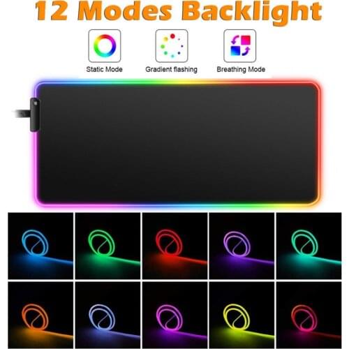RGB Large Gaming Mousepad LED Backlit Carpet Big size Mause Pad Game Keyboard Mouse Pad Gamer Desk mat Computer Mice Mat