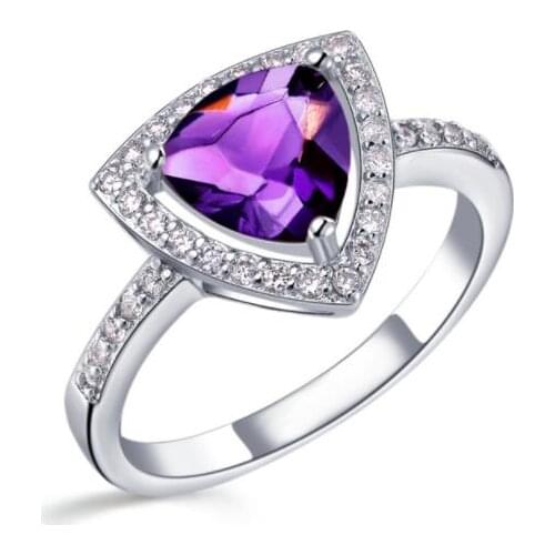 Fast Shipping European Brand 925 Sterling Silver Women Wedding Rings Triangle Shape Cubic Zircon Ring