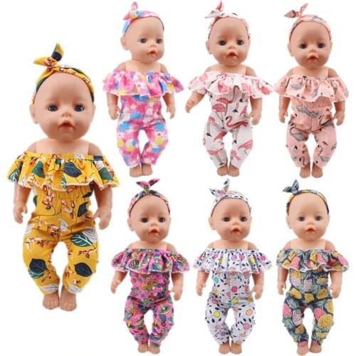 One-piece Clothes+Headband Fit 18Inch American&43CM Reborn New Born Baby Doll Clothes Accessories Nenuco Ropa Generation Toys