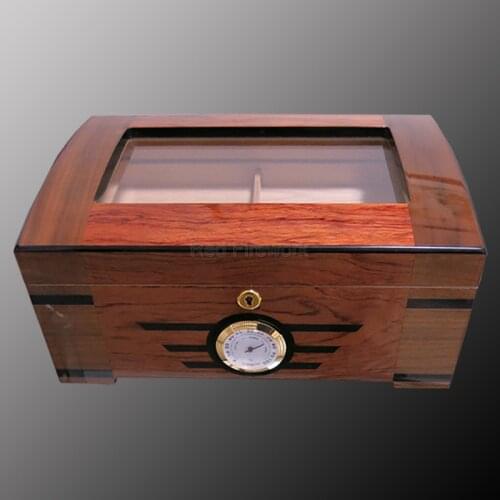 COHIBA Cedar Wood Glass Display Cigar Humidor Case Cigarette Wooden Storage Box With Lock Wood Pallet Hygrometer Humidifier