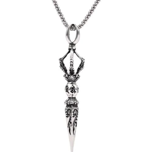 Jiang Mochu Antique Dagger Pendants Necklace for Men India Ganesha Buddhism Jewerly