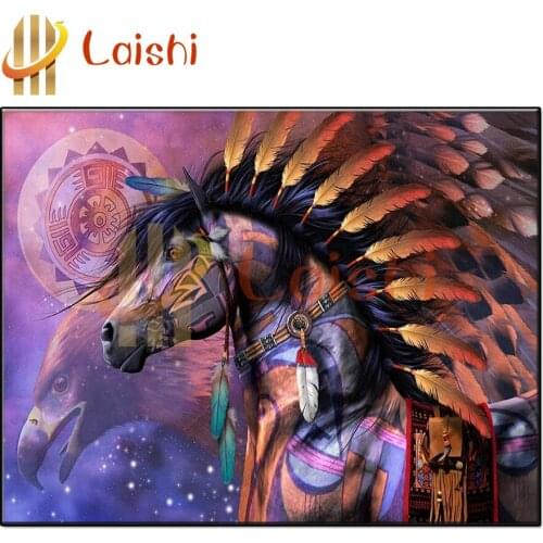 DIY photo custom Animal totem, indian, horse, eagle diamond mosaic diamond rhinestone painting full drills square round decor