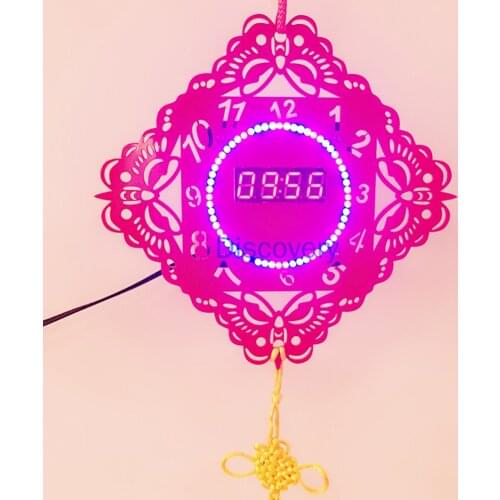 Control Temperature DIY Electronic Clock Kit C51 Single Chip Microcomputer DS1302 Rotating LED Water Light