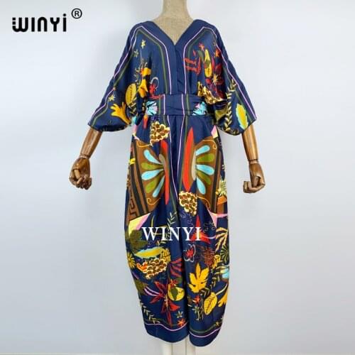Kuwait Fashion Blogger recommend popular printed silk kaftan maxi dresses with belt loose summer beach boho long dress for lady