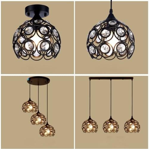 American-style chandeliers restaurant bar table porch corridor balcony lamps Nordic creative three iron crystal lamp LED lamps
