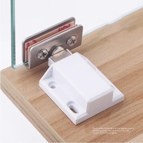Stainless Steel Magnetic Closer Glass Hinges Cabinet Catches Furniture Hardware Kitchen Wine Cupboard Latch Door Suction Hinges