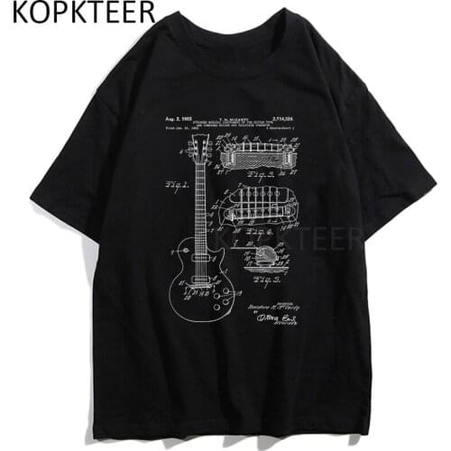 Fashion T-shirts Gibson Les Paul Guitar Patent Print Funny T Shirt Streetwear Harajuku Men Women Short Sleeve Cotton Tops Tees