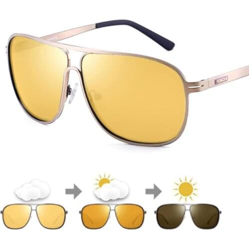 FENCHI Men Night Vision Glasses Polarized Yellow Anti-Glare Lens Sunglasses Driving Night Vision Goggles For Car Vision Nocturna