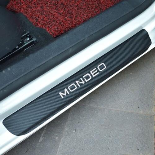 Carbon Fiber Car Door Welcome Pedal Film Stickers Anti Scratch None Slip Door Sill Guard Lnterior Scuff For FORD MONDEO