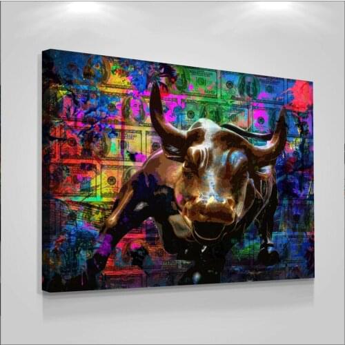 Wall Art Animal Ox Pictures Canvas Inspirational Coloring Posters Home Decor Modular Painting Frame For Office Living Room