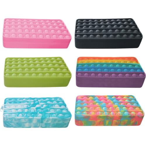 New Rodent Pioneer Pencil Case Simple Version of Pure Color Press Silicone Decompression Bubble Stationery Storage Bag