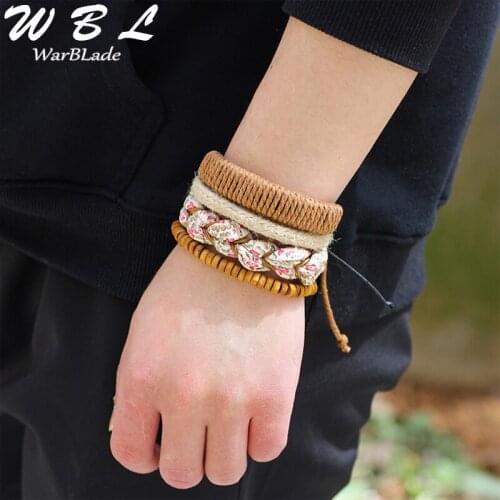 WarBLade 2019 New Fashion Multilayer Leather Braided Bracelet Vintage Women Bracelets Bangle Punk Wrap Wristband For Men Jewelry