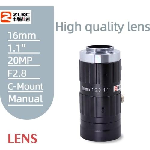 20 Mega Pixel 16mm 1.1" C-Mount Lens F2.8 Camera Lenses Low Distortion for Industrial Machine Vision Manual Iris FA/CCTV lens HD