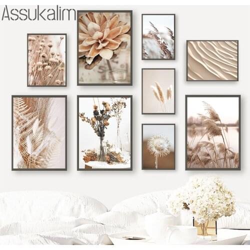 Dandelion Art Print Reed Canvas Painting Plant Poster Dried Flowers Wall Art Posters Nordic Wall Pictures For Living Room Decor