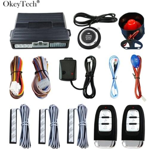 OkeyTech 12V Universal SUV PKE Keyless Entry System Intelligent Automative Anti-theft Car Alarm Push Button Start Stop Engine