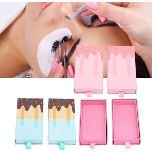 2pcs Pull Out Ice Cream Rectangle False Eyelash Storage Box Grafting Eyelash Organizer Case Eyelashes Container Bulk Makeup Tool