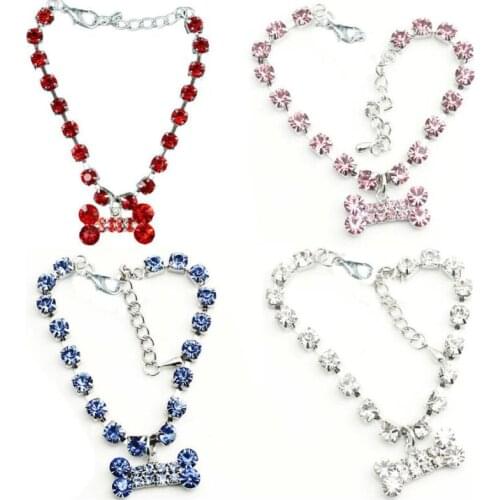 Pet Dog Collar Necklace Elasticity Small Dog Lady Cute Bone Pendant Necklace Collar Dogs Cats Accessories
