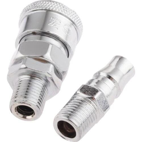 2Pcs/set SM20+PM20 Pneumatic Parts Euro Air Line Hose Compressor Connector Quick Release 1/4" BSP Male Thread Coupler Fittings