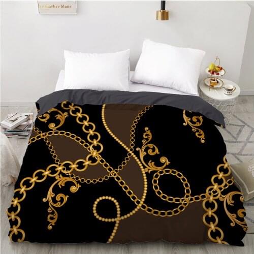 3D Duvet cover Quilt/Blanket/Comfortable Case Luxury Bedding 135 140x200 150x200 220x240 200x220 for Home Baroque Black gold