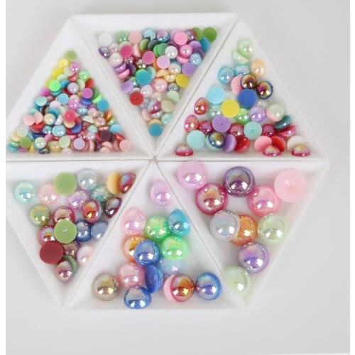 50-1000pcs Multi Sizes/Colors ABS Imitation Pearl Half Round Flatback Beads For Jewelry Making DIY Sewing Clothes Decoration