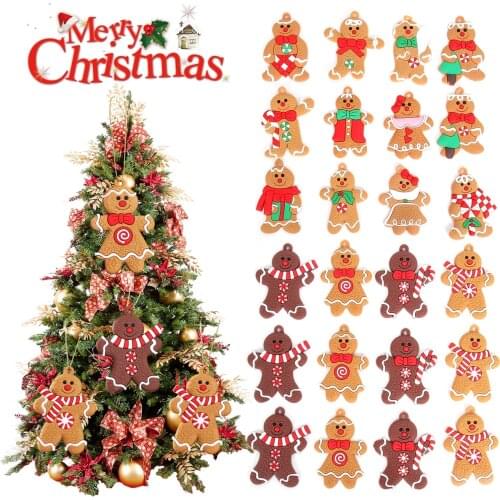 Christmas Gingerbread Man Cristmas Tree PVC Pendant Merry Christmas Decor For Home 2021 Xmas Navidad Noel Gift Cristmas Ornament