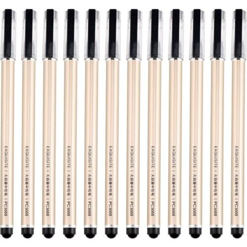 12 Baoke Large Capacity Pc3668 Neutral Pens 0.5mm Students Use Simple Full Needle Red Pen Black Giant Pen Water Pen