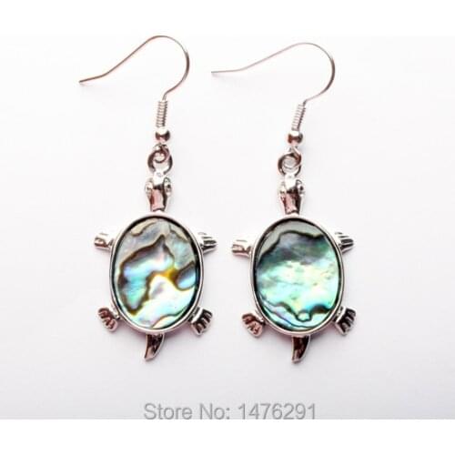 Wholesale New Fashion Natural Abalone Shell Tortoise Beads Dangle Earrings 1Pair