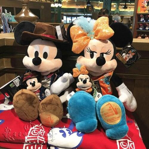 Shanghai Disney retro Mickey Minnie cartoon cute plush doll for childrens birthday gifts