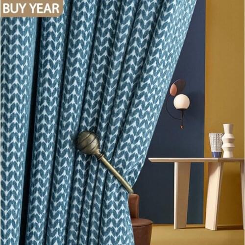 Chenille Jacquard Modern Nordic Curtain Finished Custom Thickening Blackout Curtains for Living Dining Room Bedroom