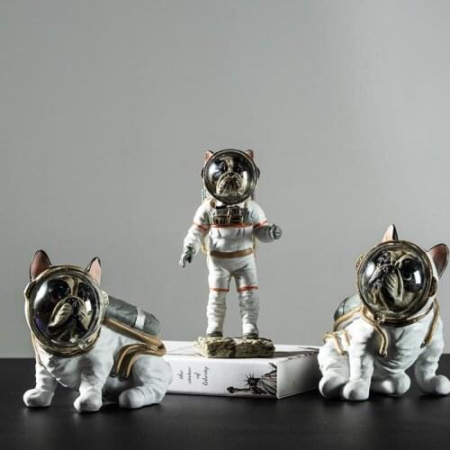 Resin Small Space Dog Craft Sculpture Gift Creative Home Birthday Cake Decration Party Dessert Desktop Ornament Space Room Decor