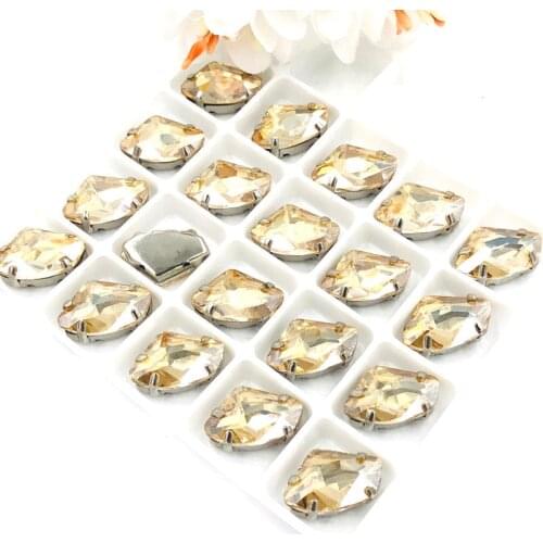 New 9x14mm High quality AAAA Glass Crystal sew on rhinestones Champagne strass loose rhinestones for diy clothing accessories