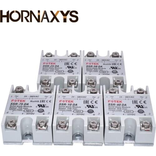 SSR -10DA / 25DA / 40DA / 50DA / 75DA / DC control AC SSR white shell Single phase Solid state relay without plastic cover