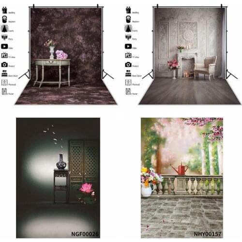 Vintage Grunge Gradient Color Desk Flowers Floor Interior Room Decro Portrait Photo Backgrounds Photographic Backdrops Photocall