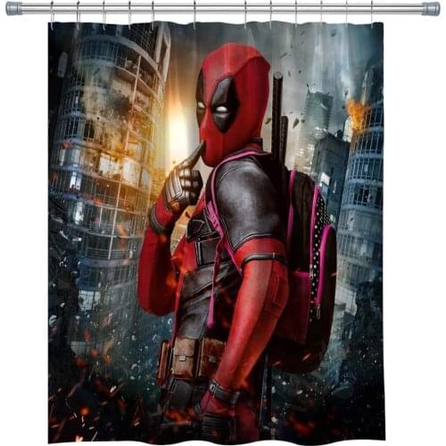 Deadpool Waterproof Polyester Fabric Bathroom Curtain
