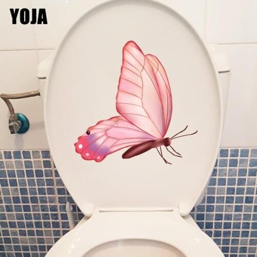 YOJA 22X22.4CM Cute Pink Butterfly Girl Bedroom Wall Sticker House Decoration WC Toilet Decal T1-2141
