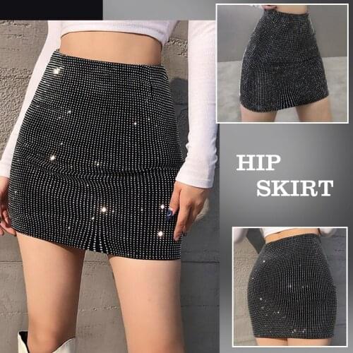 Women Sequins Pencil Skirts Korean Elegant Bodycon Skirt Spring Sexy Female Trendy High Waist Slim Shinny Skirt Clubwear