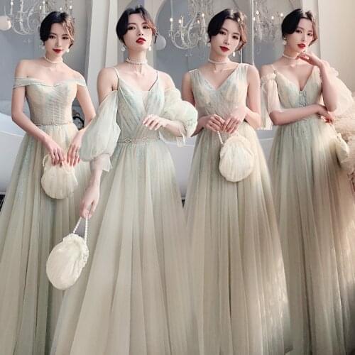 Bridesmaids Dresses Illusion Sequined Beading V-Neck Lace Short Tulle A-Line Off The Shoulder Pleat Lady Wedding Party Gown E270