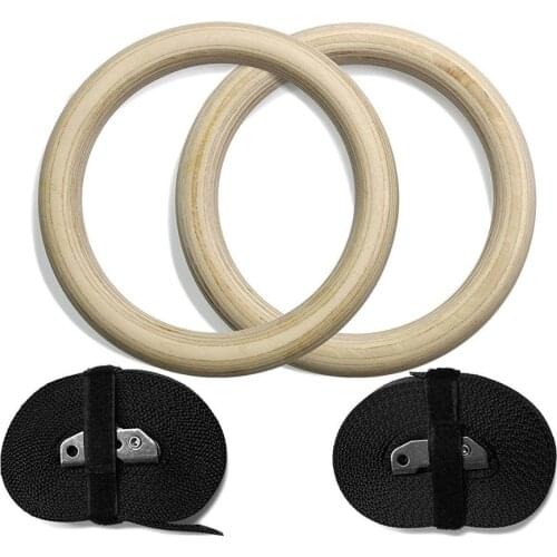 1pair New Wooden 28mm Exercise Fitness Gymnastic Rings Gym Exercise Pull Ups Muscle Ups