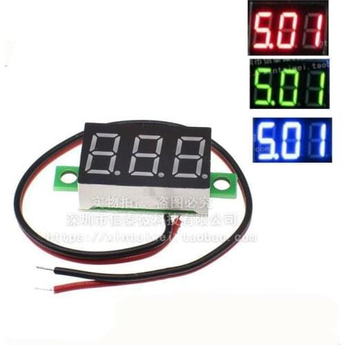 1pcs 0.36 two-wire DC 2.50 to 30V LCD Digital Voltmeter Voltimetro Red/Blue/Green LED Amp Volt Meter Gauge Voltage Meter